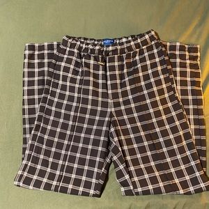 Black and white plaid trousers
